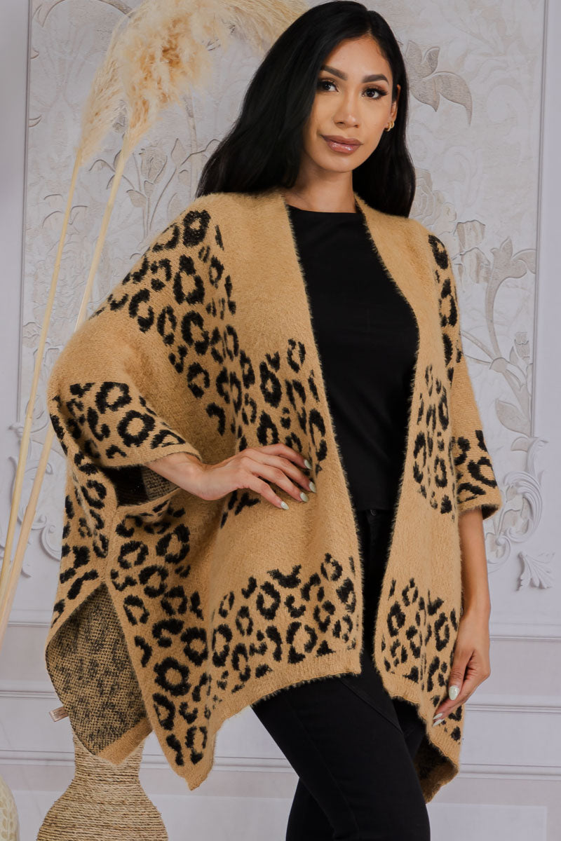 MS0183 - LEOPARD PRINT FUZZY RUANA