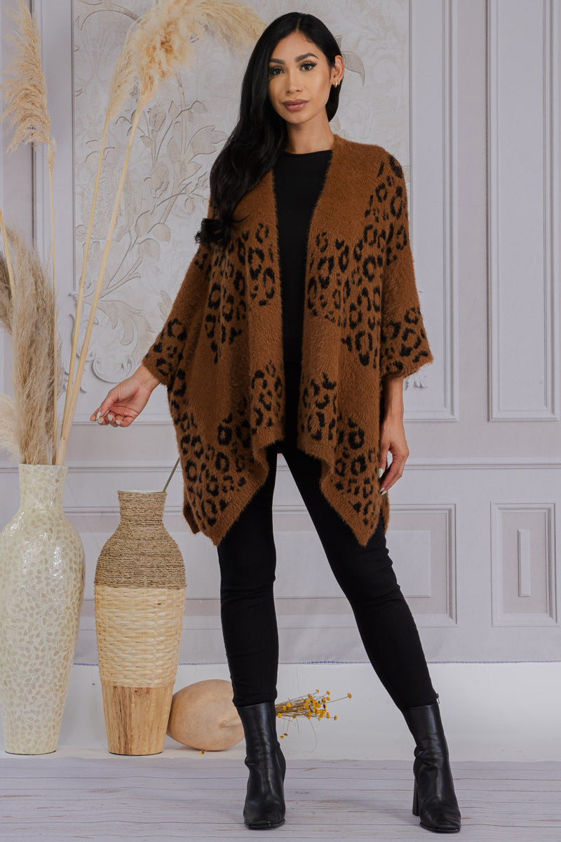 MS0183 - LEOPARD PRINT FUZZY RUANA