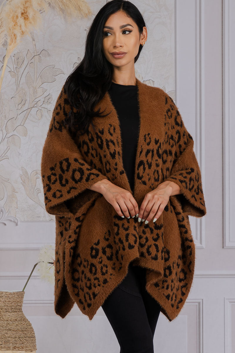 MS0183 - LEOPARD PRINT FUZZY RUANA