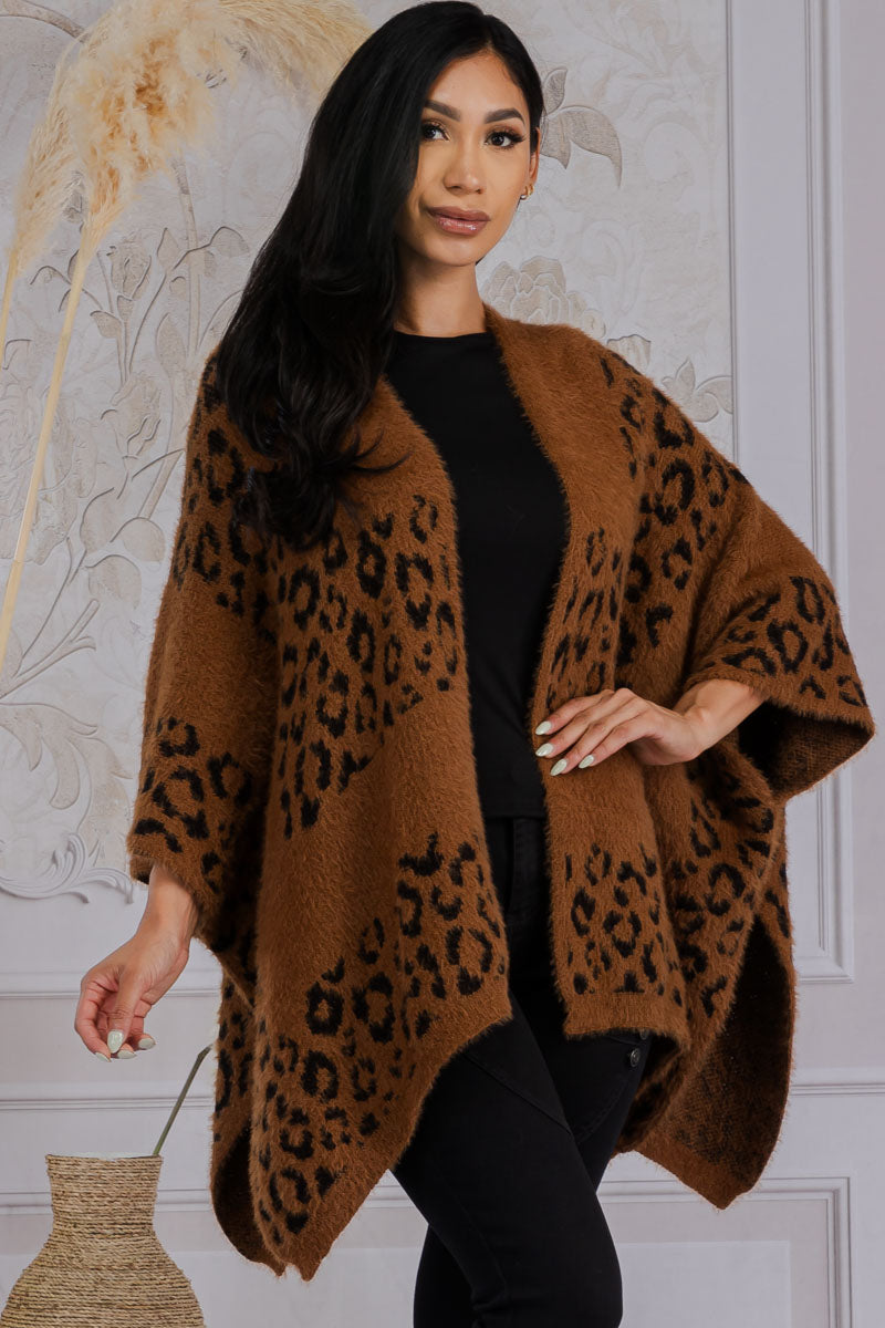 MS0183 - LEOPARD PRINT FUZZY RUANA