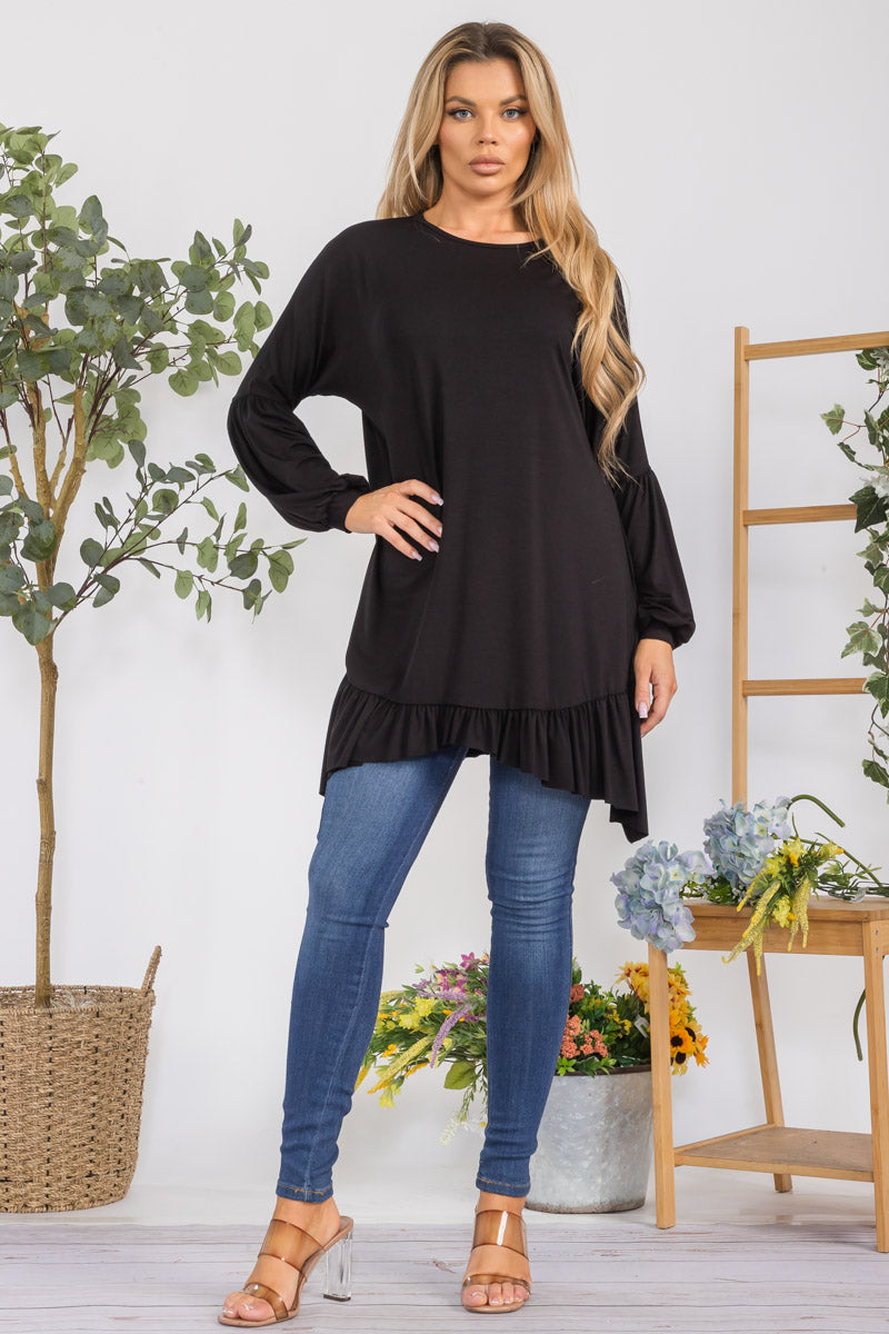 HH428R-SOLID - Long Sleeve Tunic