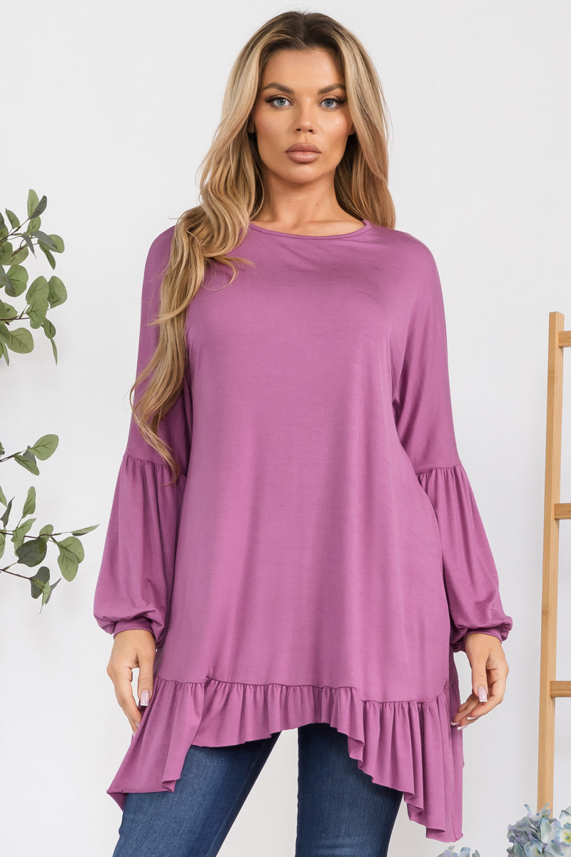 HH428R-SOLID - Long Sleeve Tunic