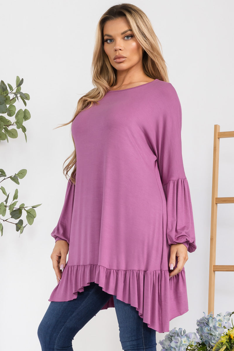 HH428R-SOLID - Long Sleeve Tunic