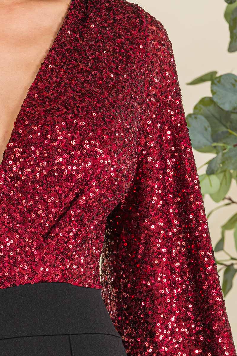 HH742R-SEQUIN - SEQUIN TOP JUMPSUIT