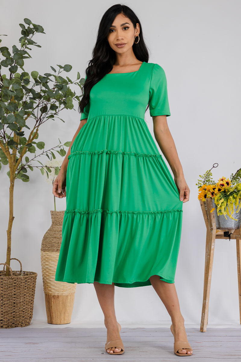 JR778X-SOLID - Drop Waist Midi Dress