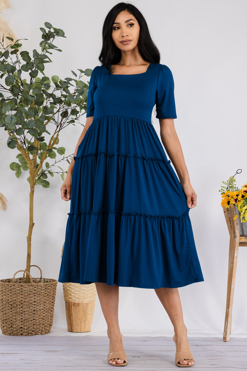 JR778X-SOLID - Drop Waist Midi Dress