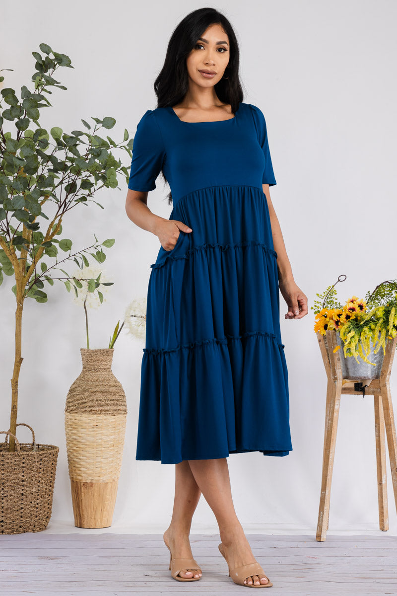 JR778X-SOLID - Drop Waist Midi Dress