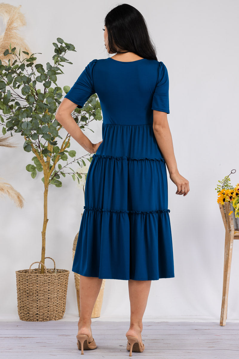 JR778X-SOLID - Drop Waist Midi Dress