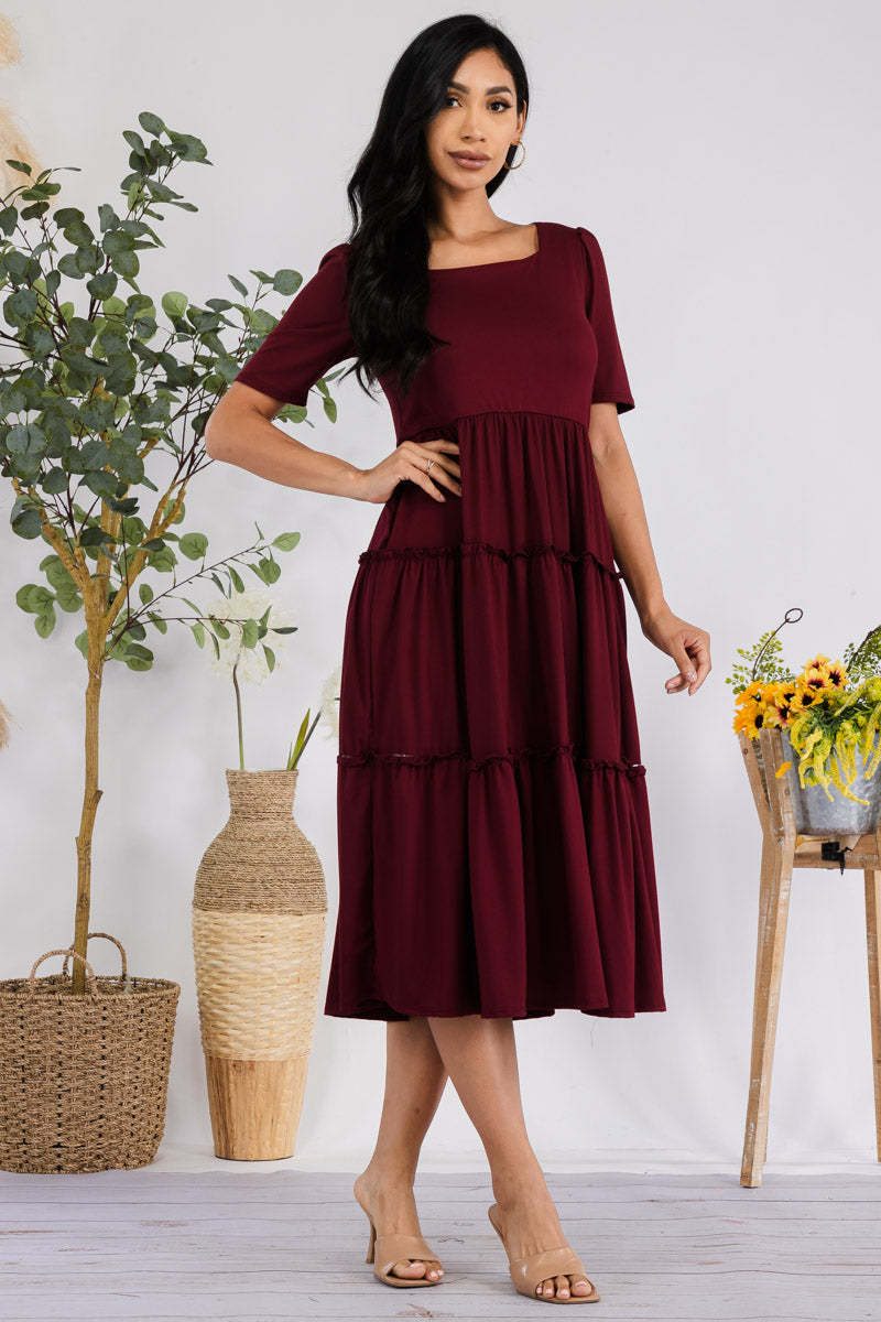 JR778X-SOLID - Drop Waist Midi Dress