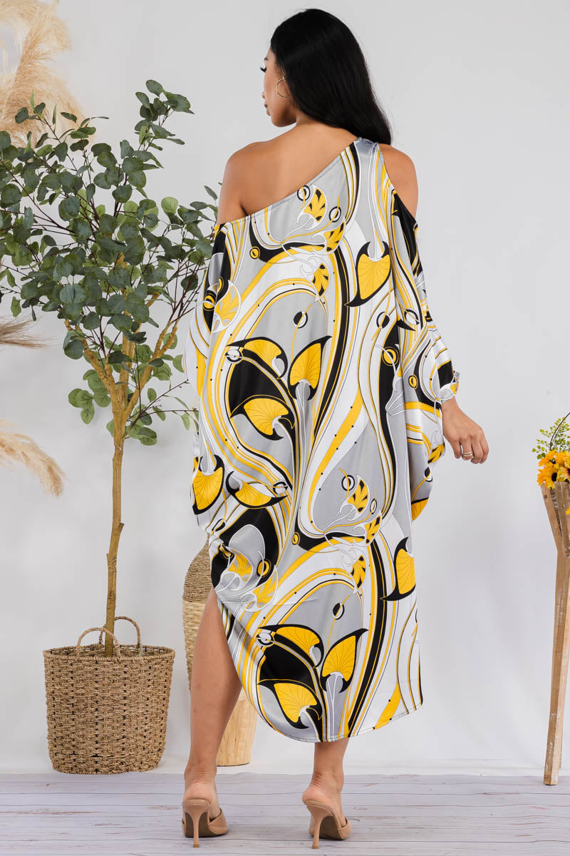 HH735R-OUTLINE - Cold Shoulder Cover Up Dress