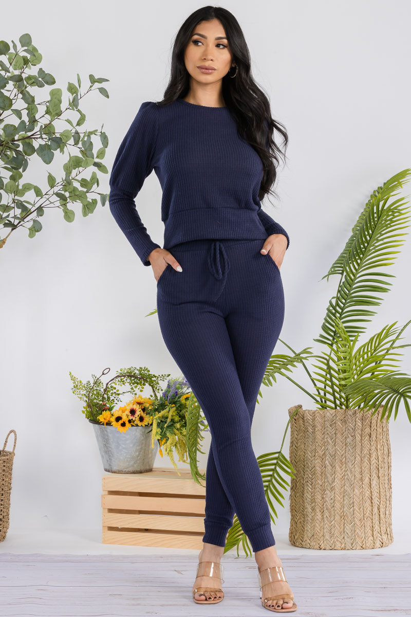 HH668R-SOLID - 2 PC Top and Jogger Set