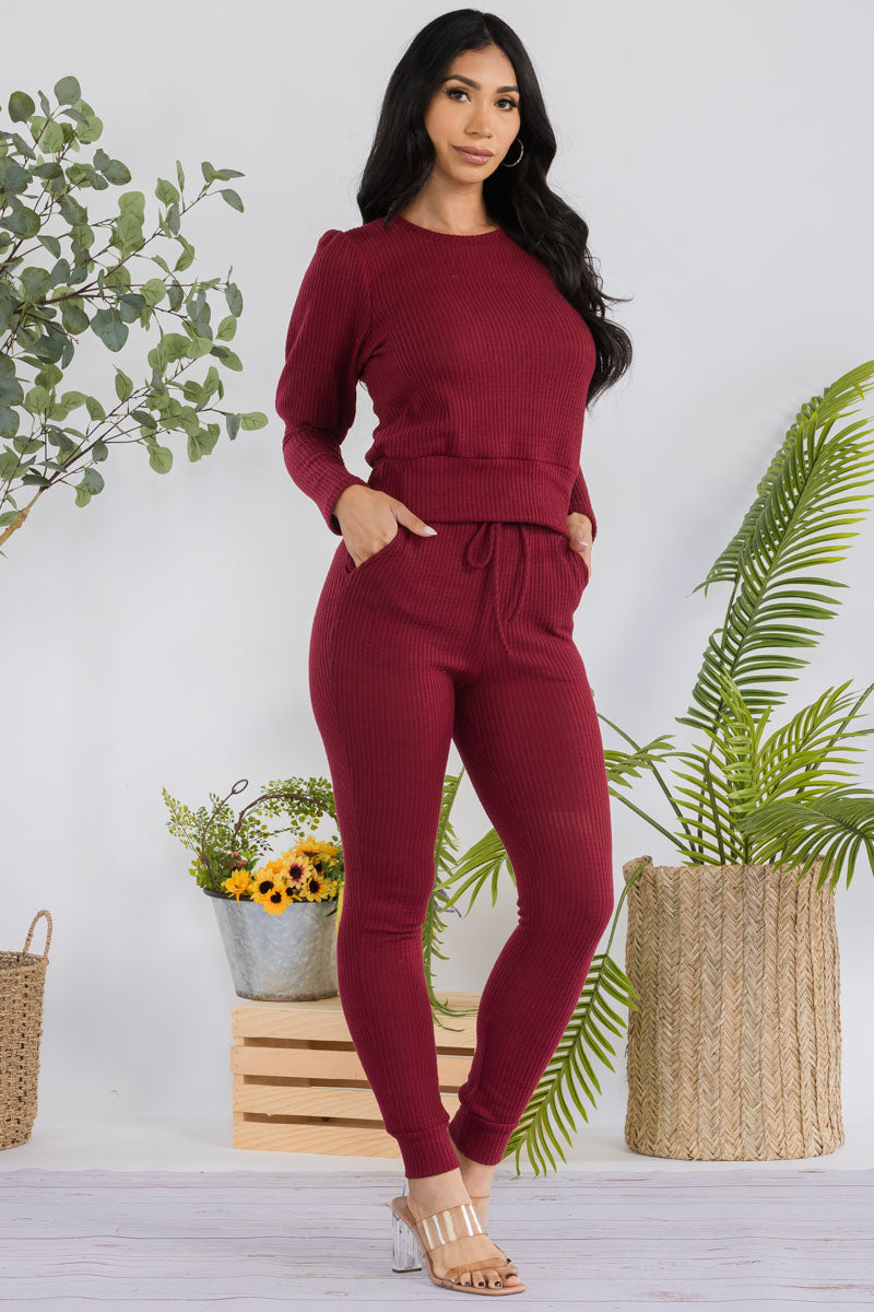 HH668R-SOLID - 2 PC Top and Jogger Set