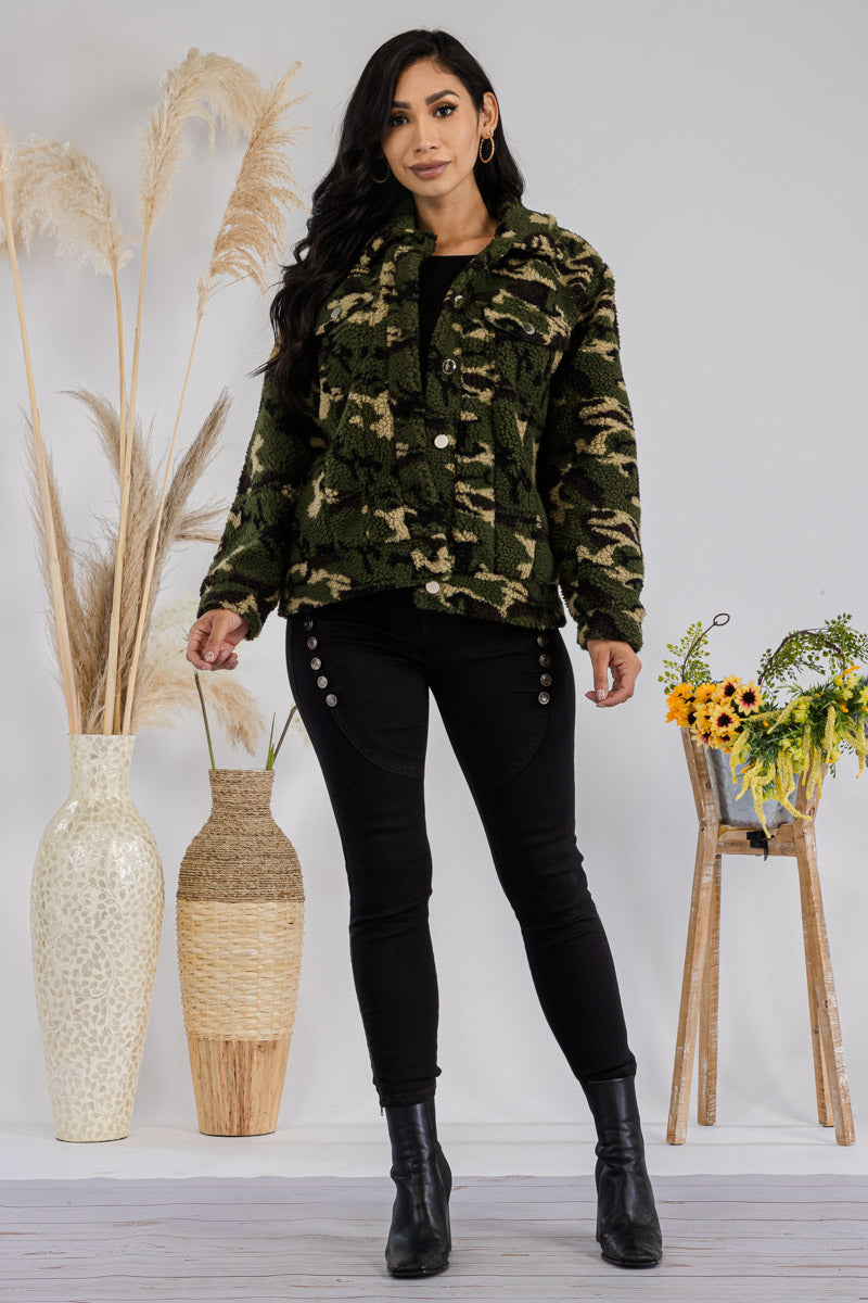 GSJ694A - Camo Print Fleece Jacket