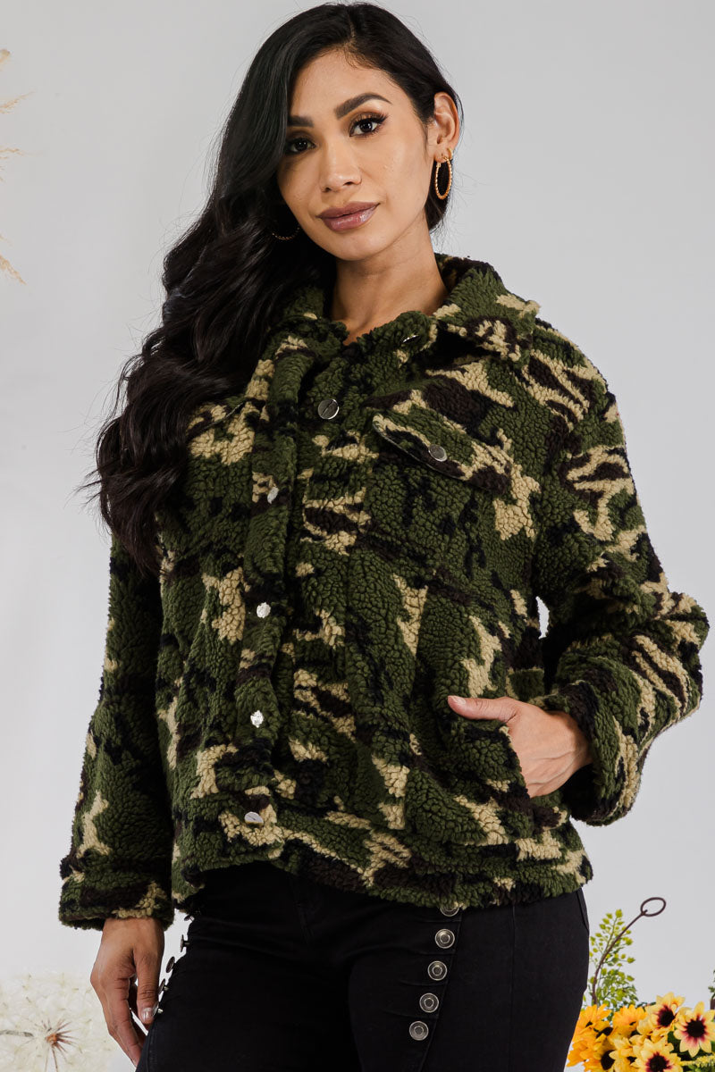 GSJ694A - Camo Print Fleece Jacket