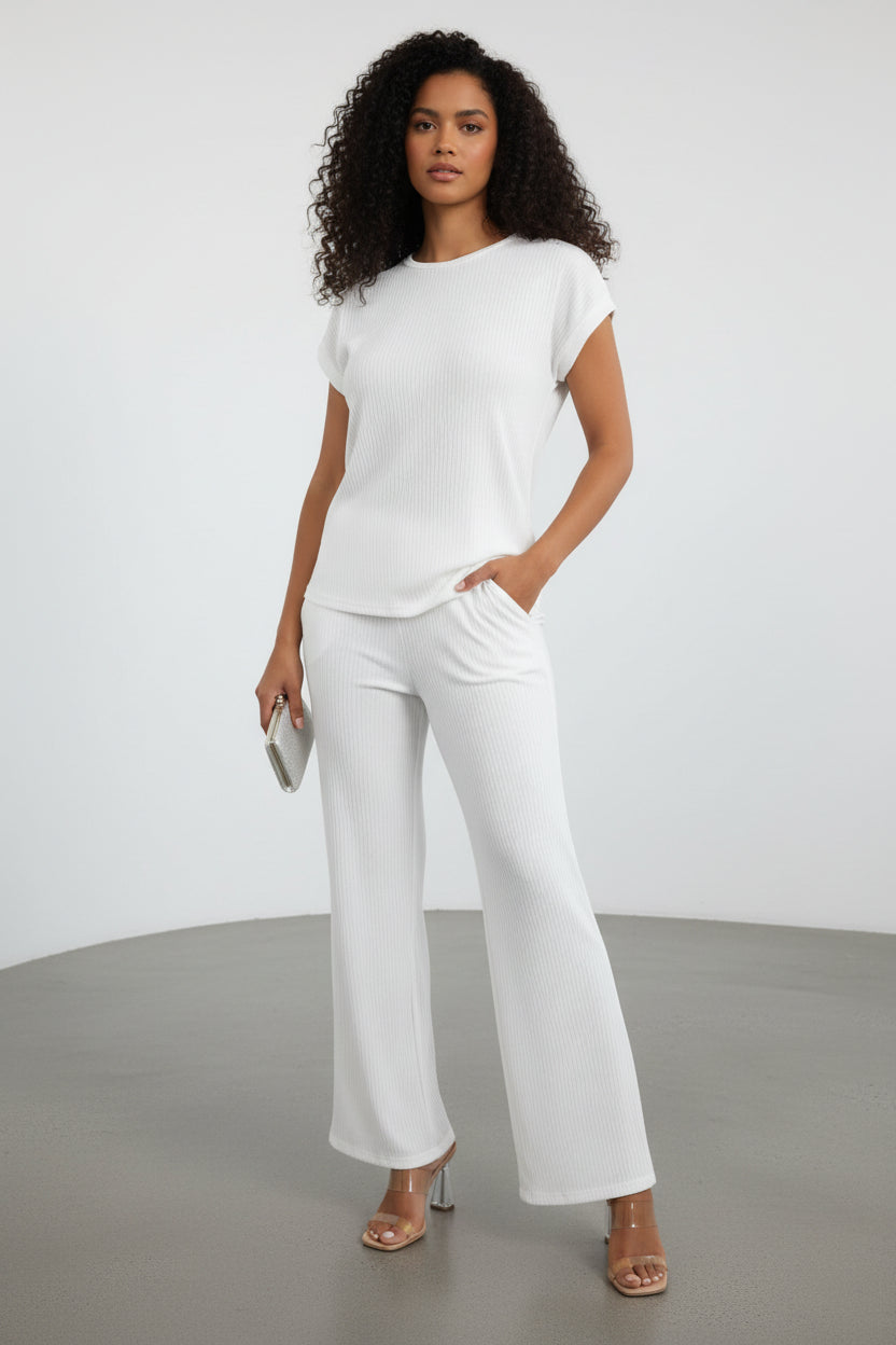 S25651-R Ribbed Relaxed Two Piece Set