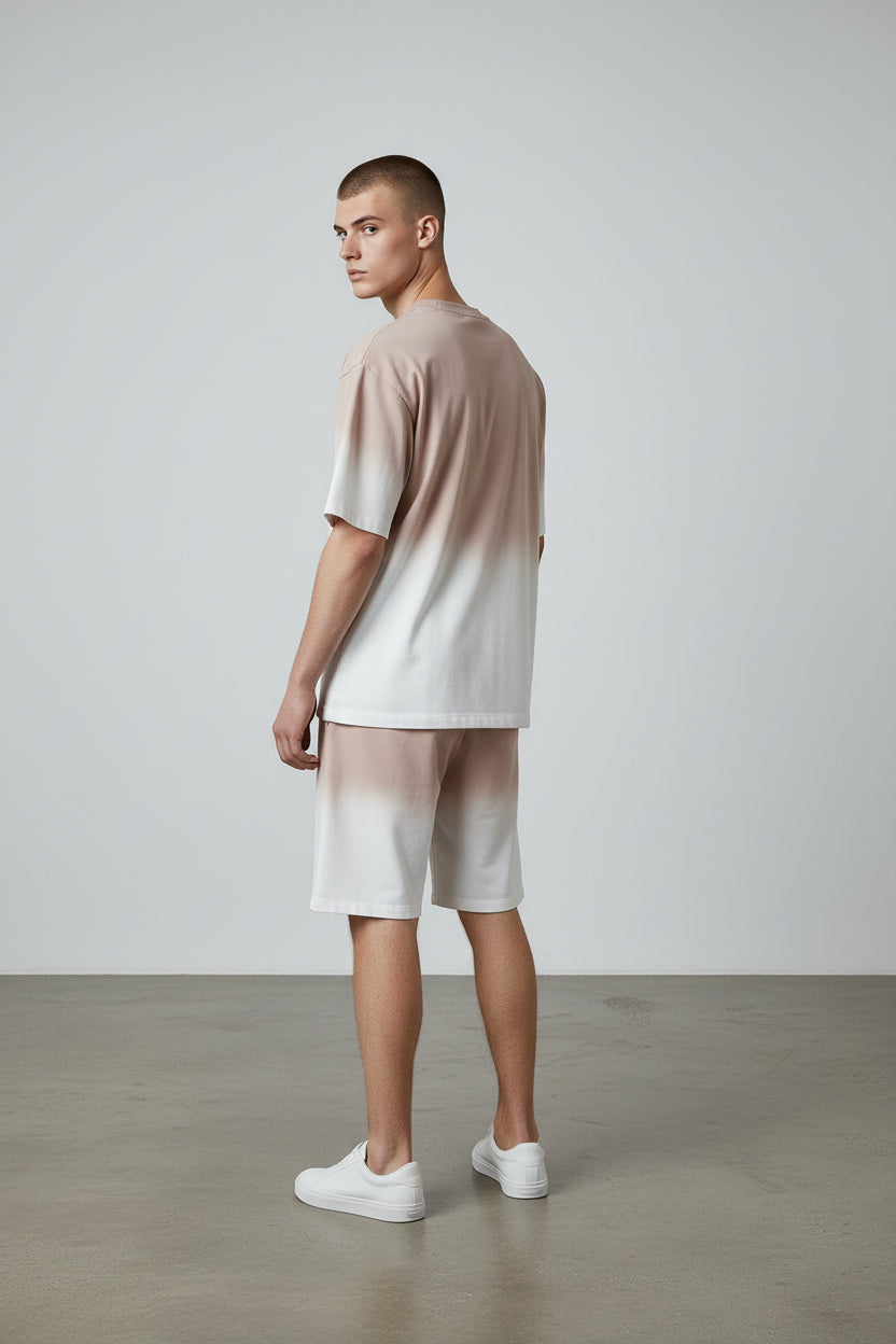 2541X Plus Size  Unisex Gradient Lounge Set - T-Shirt & Shorts