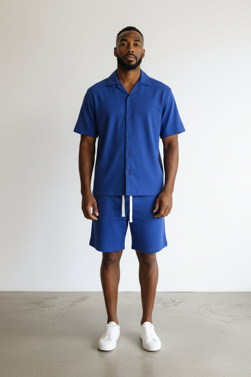 2542-X Plus Size Men's Short Sleeve Shirt & Shorts Set