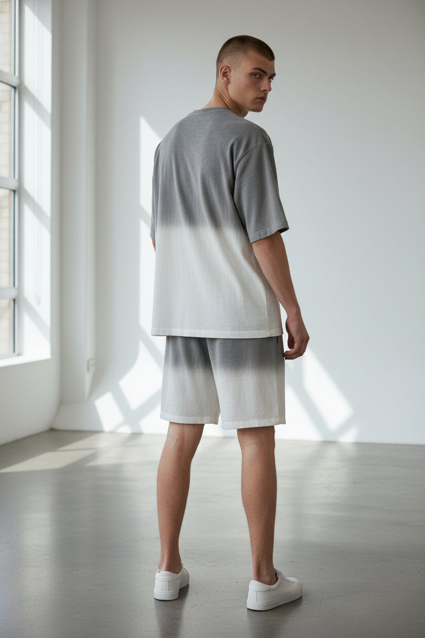 2541X Plus Size  Unisex Gradient Lounge Set - T-Shirt & Shorts