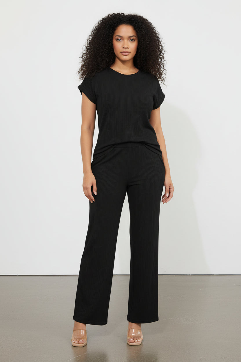 S25651-R Ribbed Relaxed Two Piece Set