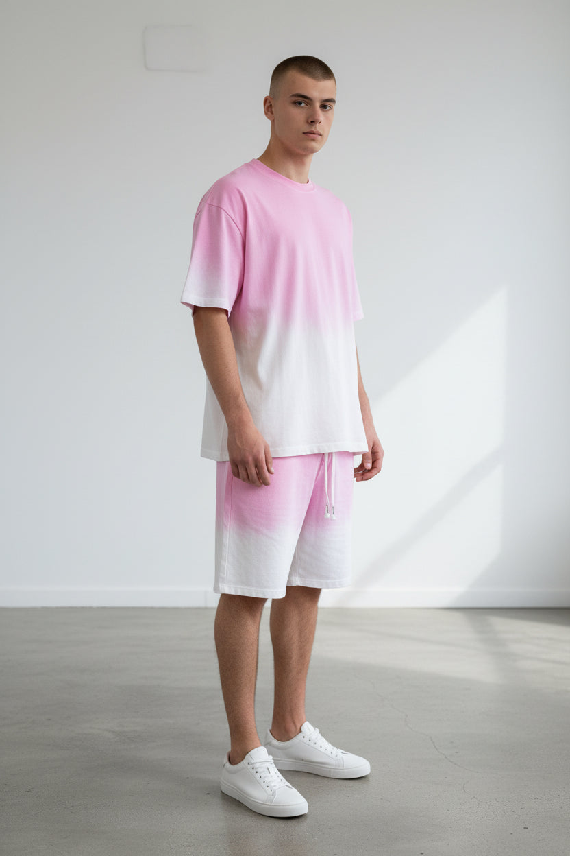 2541X Plus Size  Unisex Gradient Lounge Set - T-Shirt & Shorts