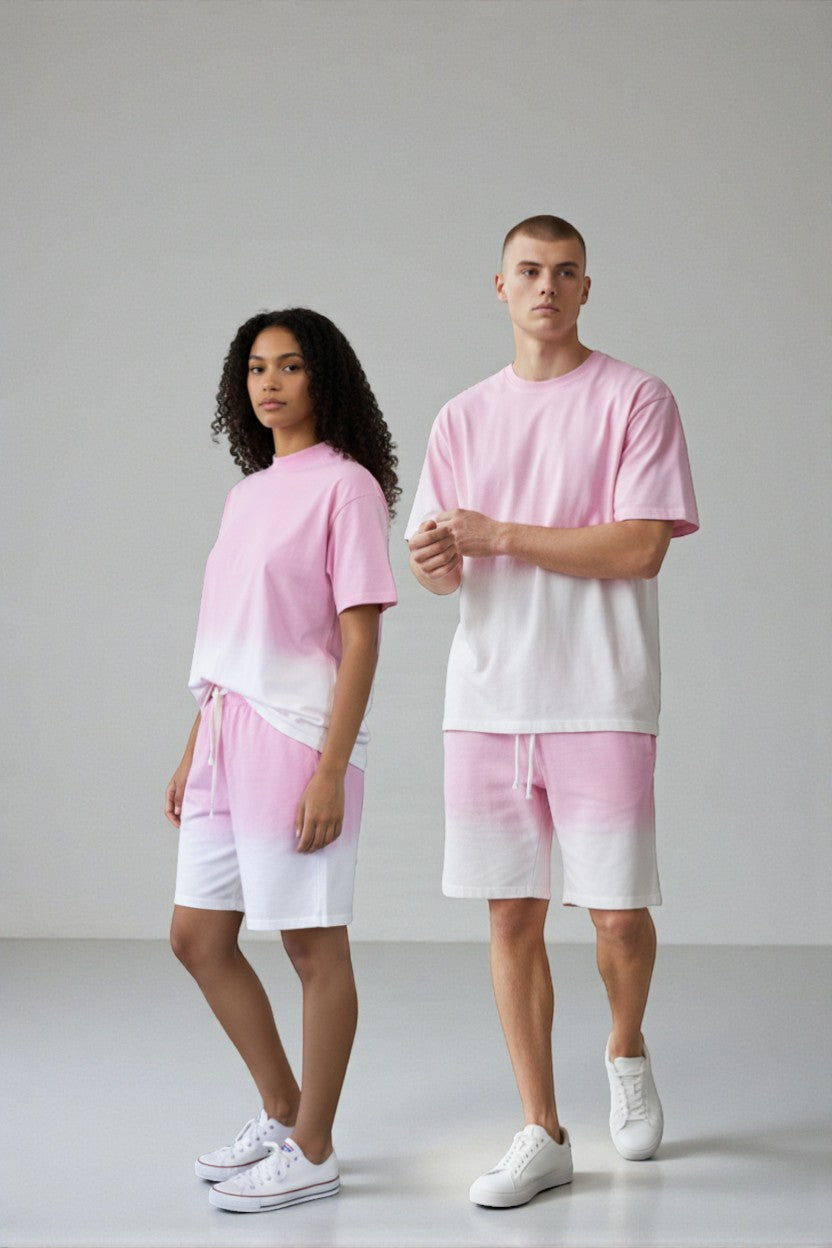 2541X Plus Size  Unisex Gradient Lounge Set - T-Shirt & Shorts