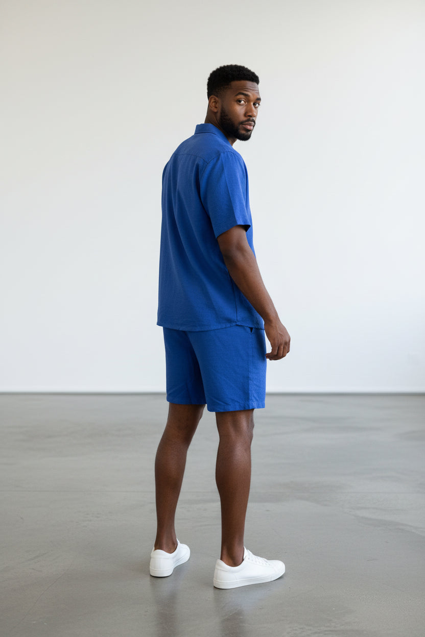 2542-X Plus Size Men's Short Sleeve Shirt & Shorts Set