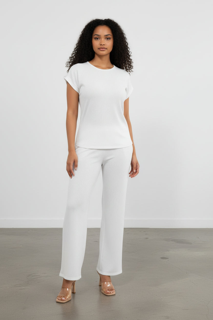 S25651-R Ribbed Relaxed Two Piece Set