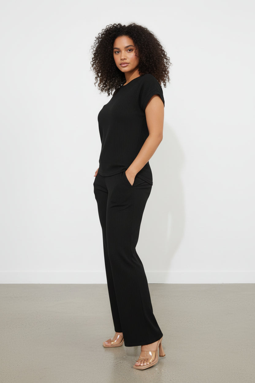 S25651-R Ribbed Relaxed Two Piece Set