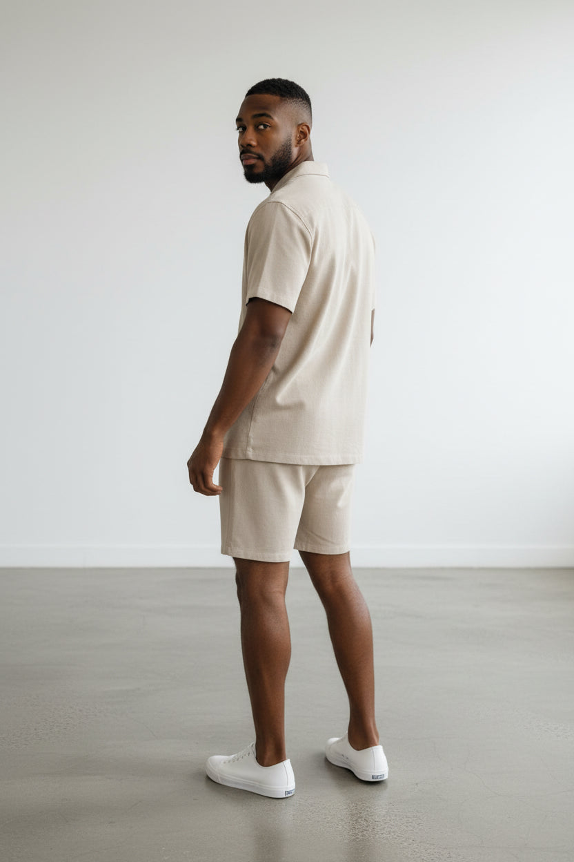 2542-X Plus Size Men's Short Sleeve Shirt & Shorts Set