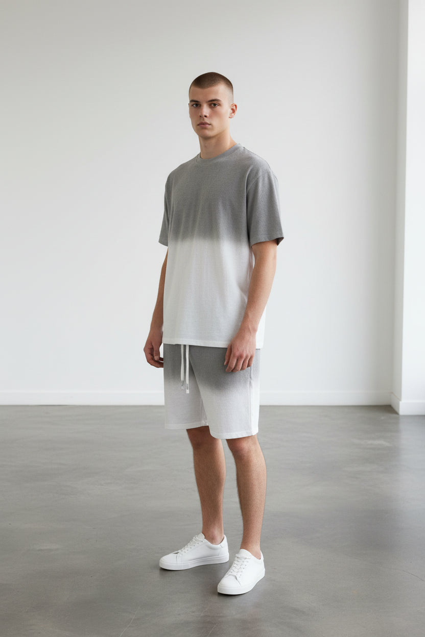 2541X Plus Size  Unisex Gradient Lounge Set - T-Shirt & Shorts