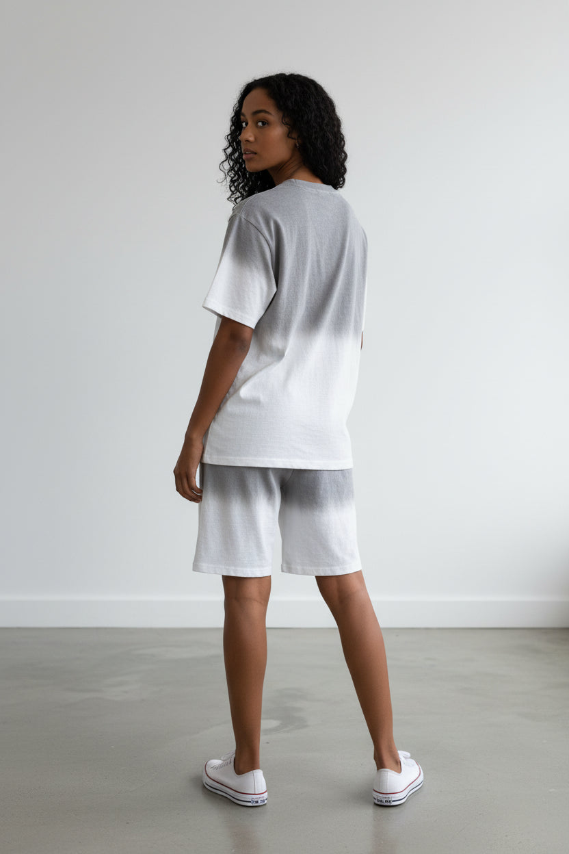 2541X Plus Size  Unisex Gradient Lounge Set - T-Shirt & Shorts