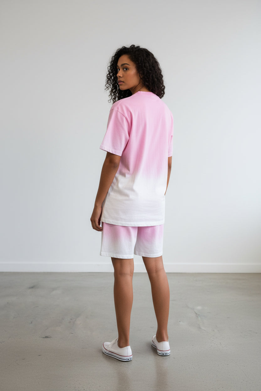 2541X Plus Size  Unisex Gradient Lounge Set - T-Shirt & Shorts