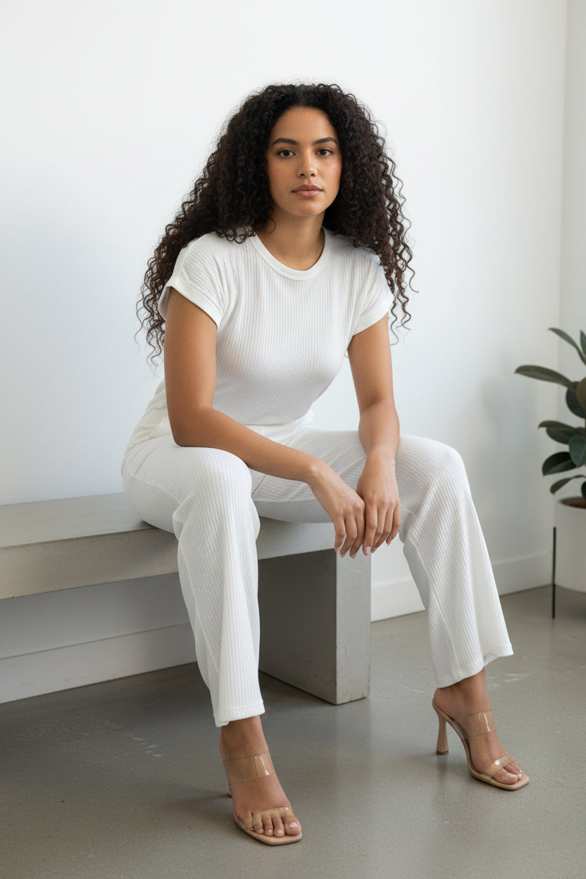 S25651-R Ribbed Relaxed Two Piece Set