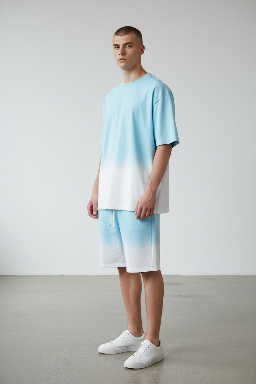 2541X Plus Size  Unisex Gradient Lounge Set - T-Shirt & Shorts