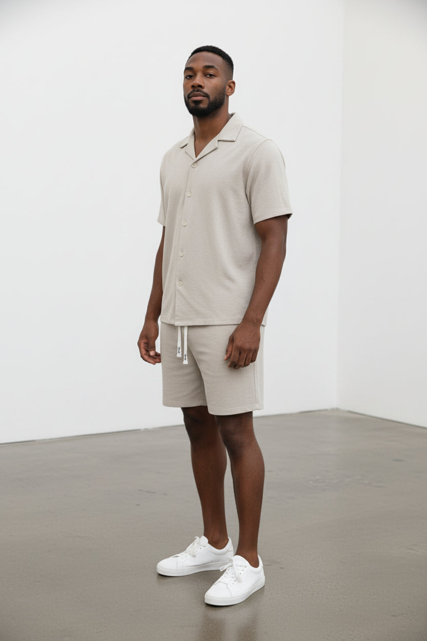 2542-X Plus Size Men's Short Sleeve Shirt & Shorts Set